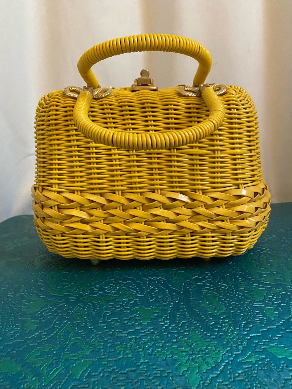Handwoven Yellow Mini Top-Handle Bag